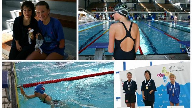 Děvčata s první získanou medailí z Evropských paralympijských her mládeže. Před startem, dohmat a medailový ceremoniál. Děvčata s první získanou medailí z Evropských paralympijských her mládeže. Před startem, dohmat a medailový ceremoniál.