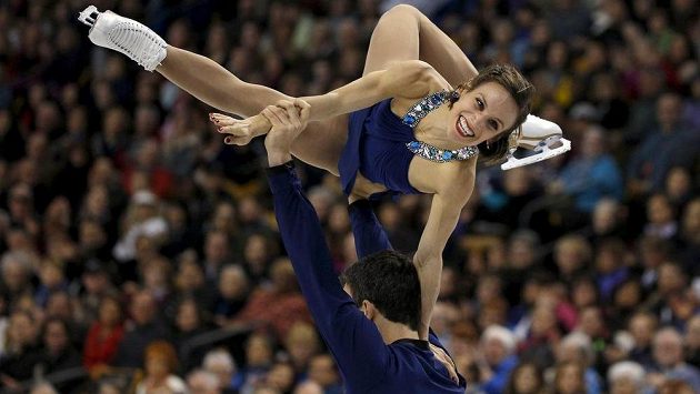 Kanadská sportovní dvojice Meagan Duhamelová a Eric Radford na MS v Bostonu. Kanadská sportovní dvojice Meagan Duhamelová a Eric Radford na MS v Bostonu.