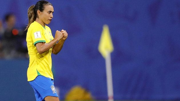 Brazilská fotbalistka Marta během utkání s Itálií na MS žen 2019. Brazilská fotbalistka Marta během utkání s Itálií na MS žen 2019.