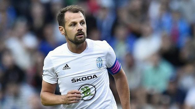 Marek Matějovský z Mladé Boleslavi při utkání se Skënderbeu. Marek Matějovský z Mladé Boleslavi při utkání se Skënderbeu.
