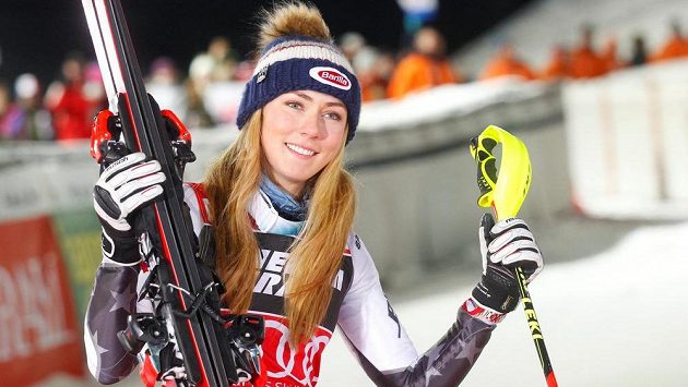 Mikaela Shiffrinová po slalomu v Záhřebu. Mikaela Shiffrinová po slalomu v Záhřebu.