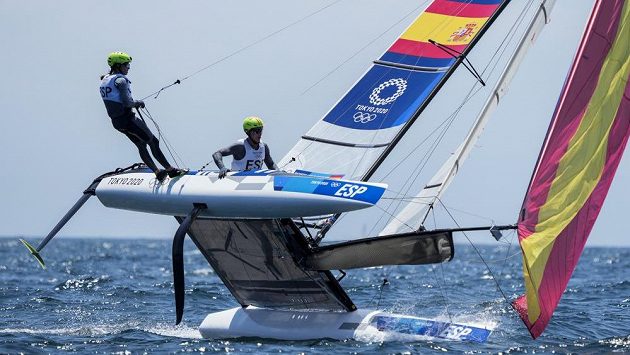 Olympijští jachtaři ze Španělska Tara Pacheco a Florian Trittel Olympijští jachtaři ze Španělska Tara Pacheco a Florian Trittel