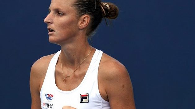 Karolína Plíšková slaví vítězný úder Karolína Plíšková slaví vítězný úder