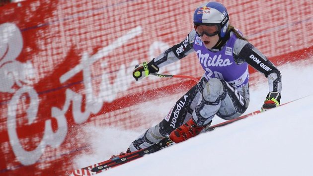 Ester Ledecká při tréninku v Cortině d'Ampezzo. Ester Ledecká při tréninku v Cortině d'Ampezzo.