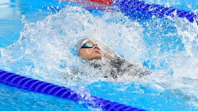 Česká plavkyně Simona Baumrtová během semifinále MS na 50 m znak. Česká plavkyně Simona Baumrtová během semifinále MS na 50 m znak.