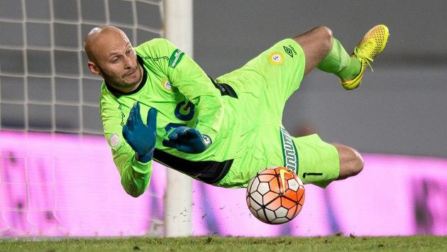 Brankář Teplic Martin Slavík chytá penaltu sparťana Bořka Dočkala. Brankář Teplic Martin Slavík chytá penaltu sparťana Bořka Dočkala.