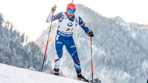Český biatlonista Michal Šlesingr na trati. Český biatlonista Michal Šlesingr na trati.
