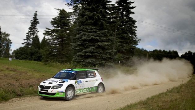 Esapekka Lappi na trati Estonské rallye se Škodou Fabia S2000. Esapekka Lappi na trati Estonské rallye se Škodou Fabia S2000.