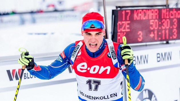 Michal Krčmář v cíli vytrvalostního závodu na MS v Holmenkollenu. Michal Krčmář v cíli vytrvalostního závodu na MS v Holmenkollenu.