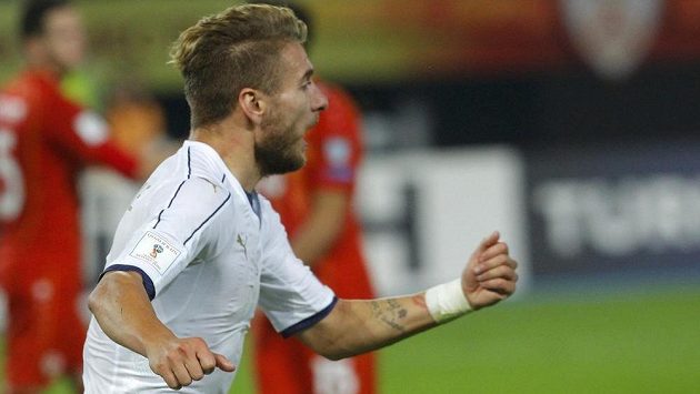 Ital Ciro Immobile se raduje z gólu proti Makedonii. Ital Ciro Immobile se raduje z gólu proti Makedonii.