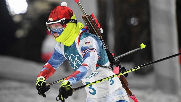 Veronika Vítková na trati stíhacího závodu. Veronika Vítková na trati stíhacího závodu.