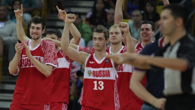 Radující se basketbalisté Ruska. Radující se basketbalisté Ruska.