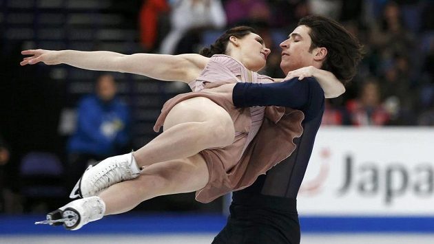 Kanaďané Tessa Virtueová a Scott Moir na MS. Kanaďané Tessa Virtueová a Scott Moir na MS.