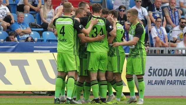 Radost fotbalistů Mladé Boleslavi. Radost fotbalistů Mladé Boleslavi.