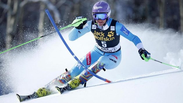 Šárka Strachová na trati v Aspenu. Šárka Strachová na trati v Aspenu.