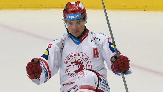 Jiří Polanský z Třince se raduje z druhé branky. Jiří Polanský z Třince se raduje z druhé branky.