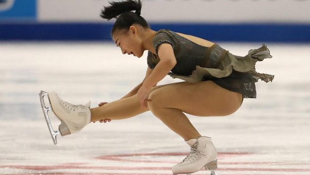 Kaori Sakamotová z Japonska při volném programu. Kaori Sakamotová z Japonska při volném programu.