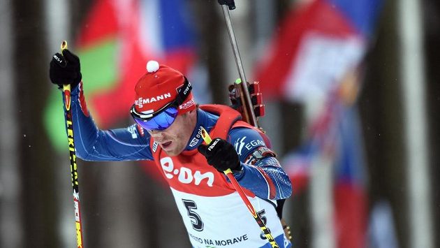 Michal Šlesingr ve stíhacím závodu v rámci SP v biatlonu v Novém Městě na Moravě. Michal Šlesingr ve stíhacím závodu v rámci SP v biatlonu v Novém Městě na Moravě.