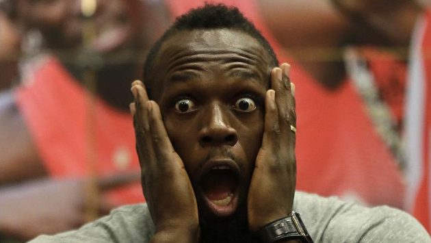 Jamajčan Usain Bolt na tiskové konferenci před Zlatou tretrou. Jamajčan Usain Bolt na tiskové konferenci před Zlatou tretrou.