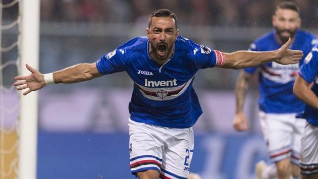 Fabio Quagliarella se raduje z gólu proti Udine. Fabio Quagliarella se raduje z gólu proti Udine.