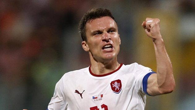 David Lafata se raduje z branky, kterou vstřelil Maltě. David Lafata se raduje z branky, kterou vstřelil Maltě.