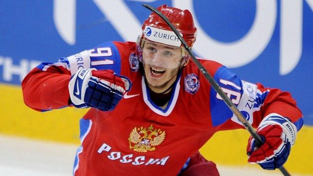 Oleg Saprykin v dresu ruské hokejové reprezentace. Oleg Saprykin v dresu ruské hokejové reprezentace.