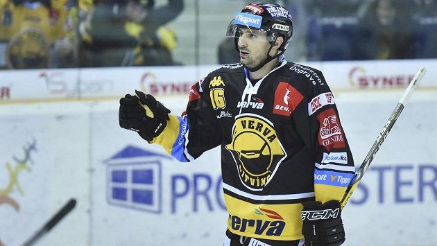 František Lukeš z Litvínova se raduje ze svého prvního gólu proti Liberci. František Lukeš z Litvínova se raduje ze svého prvního gólu proti Liberci.