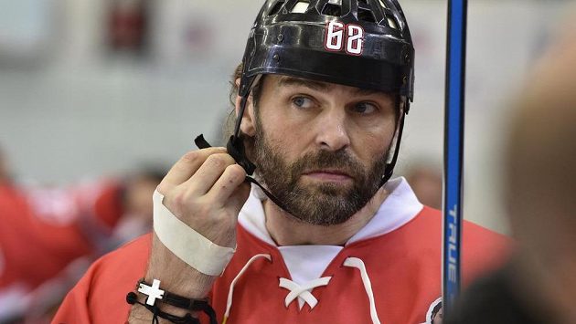 Jaromír Jágr na exhibici při rozlučce Martina Havláta. Jaromír Jágr na exhibici při rozlučce Martina Havláta.