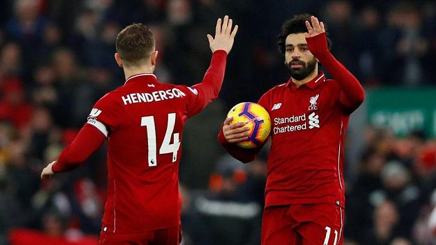 Salah slaví branku do sítě Crystal Palace Salah slaví branku do sítě Crystal Palace