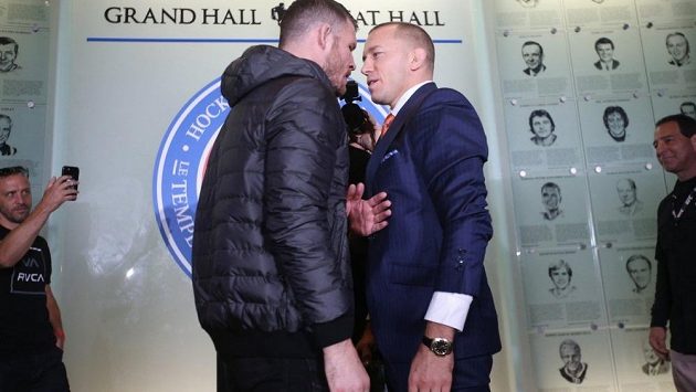 Georges St-Pierre (vpravo) a Michael Bisping. Jak dopadne jejich souboj na UFC 2017? Georges St-Pierre (vpravo) a Michael Bisping. Jak dopadne jejich souboj na UFC 2017?