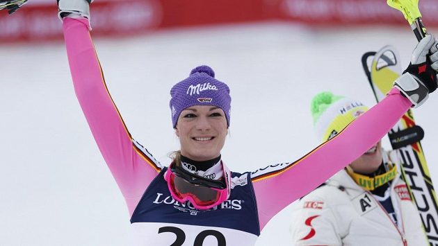 Němka Maria Höflová Rieschová se raduje z triumfu na MS v superkombinaci. Němka Maria Höflová Rieschová se raduje z triumfu na MS v superkombinaci.