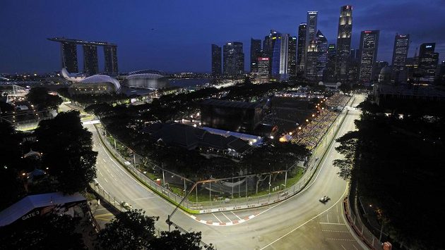 Pohled na okruh Marina Bay před Velkou cenu Singapuru. Pohled na okruh Marina Bay před Velkou cenu Singapuru.
