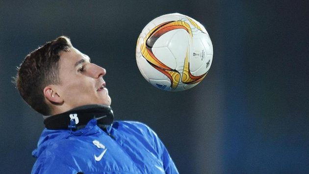 David Pavelka z Liberce na tréninku před zápasem Evropské ligy s Marseille. David Pavelka z Liberce na tréninku před zápasem Evropské ligy s Marseille.