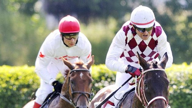 Druhá kvalifikace na 123. Velkou pardubickou (5800 m, pětiletí a starší koně), 22. června v Pardubicích. Na snímku je druhý žokej Josef Váňa (vpravo) s koněm Tiumenem. Druhá kvalifikace na 123. Velkou pardubickou (5800 m, pětiletí a starší koně), 22. června v Pardubicích. Na snímku je druhý žokej Josef Váňa (vpravo) s koněm Tiumenem.