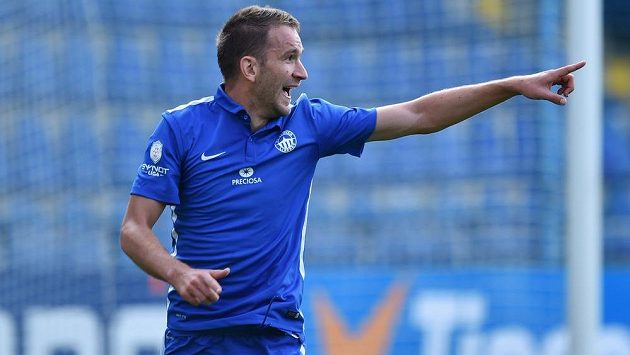 Liberecký Marek Bakoš se raduje z gólu proti Teplicím. Liberecký Marek Bakoš se raduje z gólu proti Teplicím.