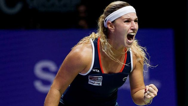 Slovenská tenistka Dominika Cibulková na Turnaji mistryň v Singapuru. Slovenská tenistka Dominika Cibulková na Turnaji mistryň v Singapuru.