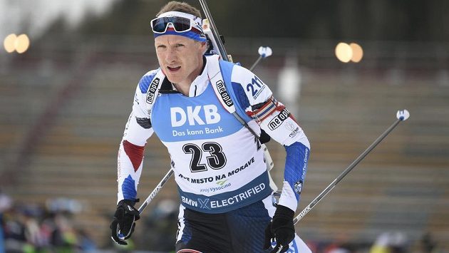 Ondřej Moravec během závodu s hromadným startem. Ondřej Moravec během závodu s hromadným startem.