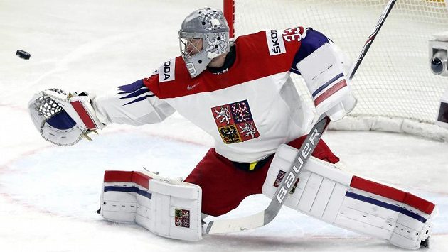 Gólman Pavel Francouz při utkání s Běloruskem. Gólman Pavel Francouz při utkání s Běloruskem.
