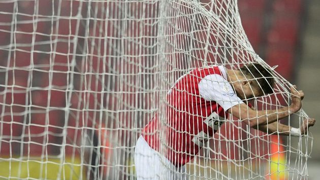 Útočník Slavie Milan Škoda lituje promarněné šance v zápase proti Spartě. Útočník Slavie Milan Škoda lituje promarněné šance v zápase proti Spartě.