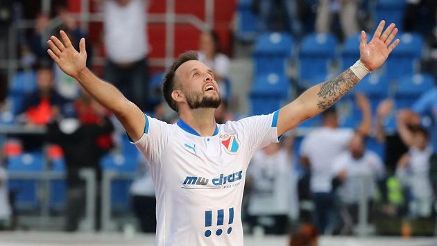 Fotbalista Baníku Ostrava Lukáš Budínský slaví gól do sítě Bohemians 1905 v utkání 9. kola první fotbalové ligy. Fotbalista Baníku Ostrava Lukáš Budínský slaví gól do sítě Bohemians 1905 v utkání 9. kola první fotbalové ligy.