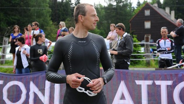 Stanislav Řezáč během triatlonu. Stanislav Řezáč během triatlonu.