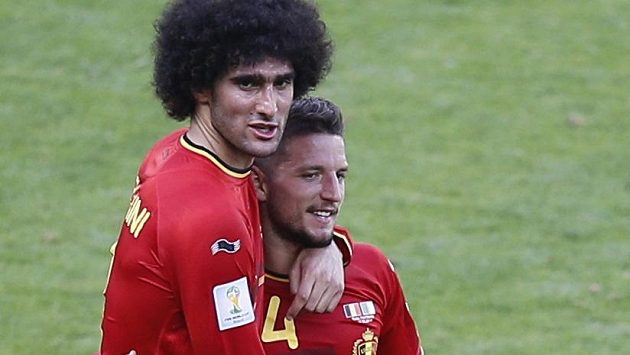 Marouane Fellaini a Dries Mertens (vpravo) svými góly rozhodli o vítězství Belgie nad Alžírskem. Marouane Fellaini a Dries Mertens (vpravo) svými góly rozhodli o vítězství Belgie nad Alžírskem.