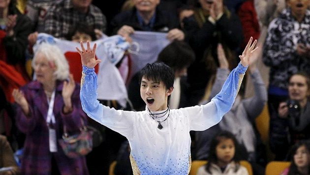 Japonský krasobruslař Juzuru Hanju ovládl na mistrovství světa v Bostonu krátký program. Japonský krasobruslař Juzuru Hanju ovládl na mistrovství světa v Bostonu krátký program.