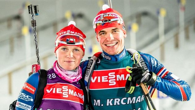 Eva Puskarčíková s Michalem Krčmářem v Östersundu. Eva Puskarčíková s Michalem Krčmářem v Östersundu.