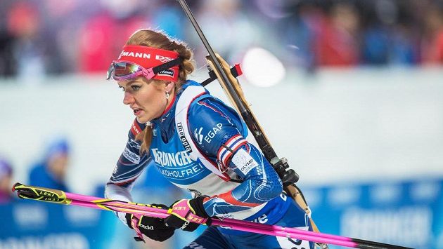 Gabriela Koukalová během sprintu žen na 7,5 km v Novém Městě na Moravě. Gabriela Koukalová během sprintu žen na 7,5 km v Novém Městě na Moravě.