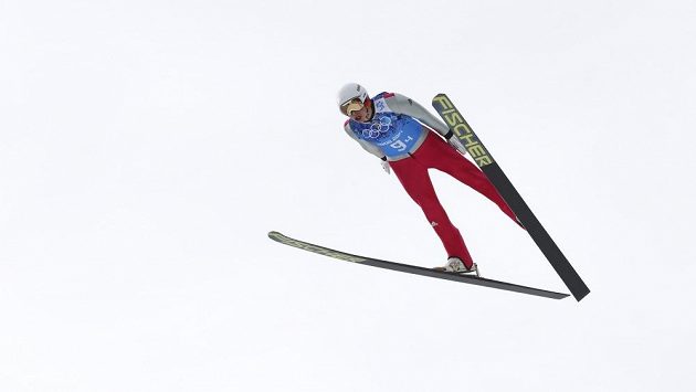 Německý sdruženář Eric Frenzel v závodu družstev na olympiádě v Soči. Německý sdruženář Eric Frenzel v závodu družstev na olympiádě v Soči.