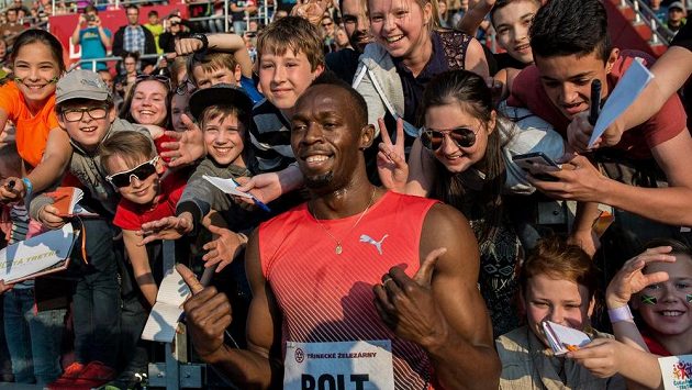 Jamajský sprinter Usain Bolt během mítinku Zlatá tretra. Jamajský sprinter Usain Bolt během mítinku Zlatá tretra.