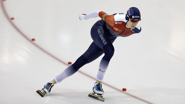 Martina Sáblíková na trati v Heerenveenu. Martina Sáblíková na trati v Heerenveenu.