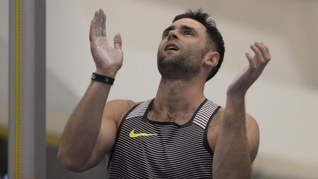 Tyčkař Jan Kudlička, vítěz Zimní Pražské tyčky. Tyčkař Jan Kudlička, vítěz Zimní Pražské tyčky.