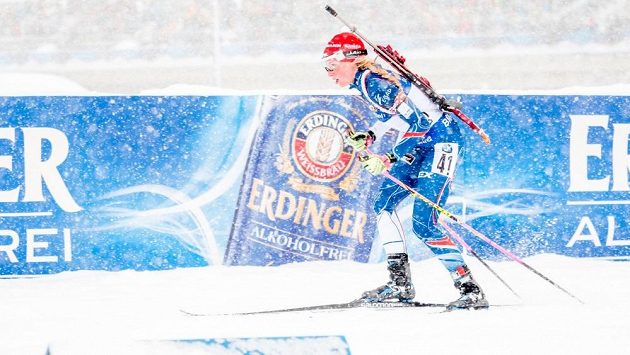 Česká biatlonistka Markéta Davidová během stíhačky v rakouském Hochfilzenu. Česká biatlonistka Markéta Davidová během stíhačky v rakouském Hochfilzenu.